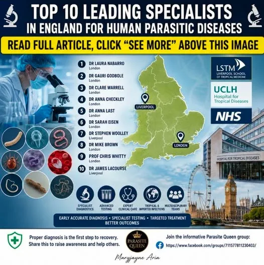 TOP 10 LEADING SPECIALISTS IN ENGLAND FOR HUMAN PARASITIC DISEASES