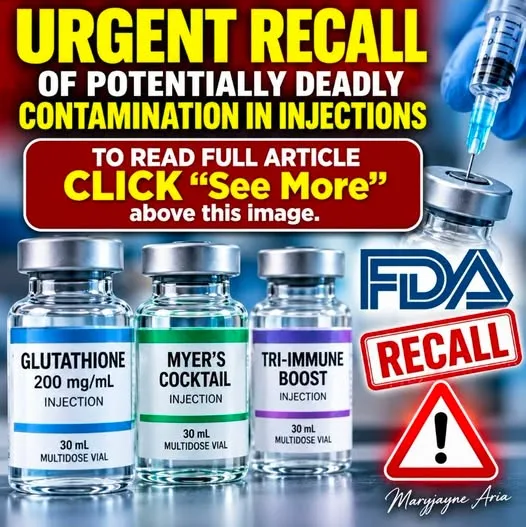 URGENT RECALL. FDA WARNS OF POTENTIALLY DEADLY CONTAMINATION IN WELLNESS INJECTIONS